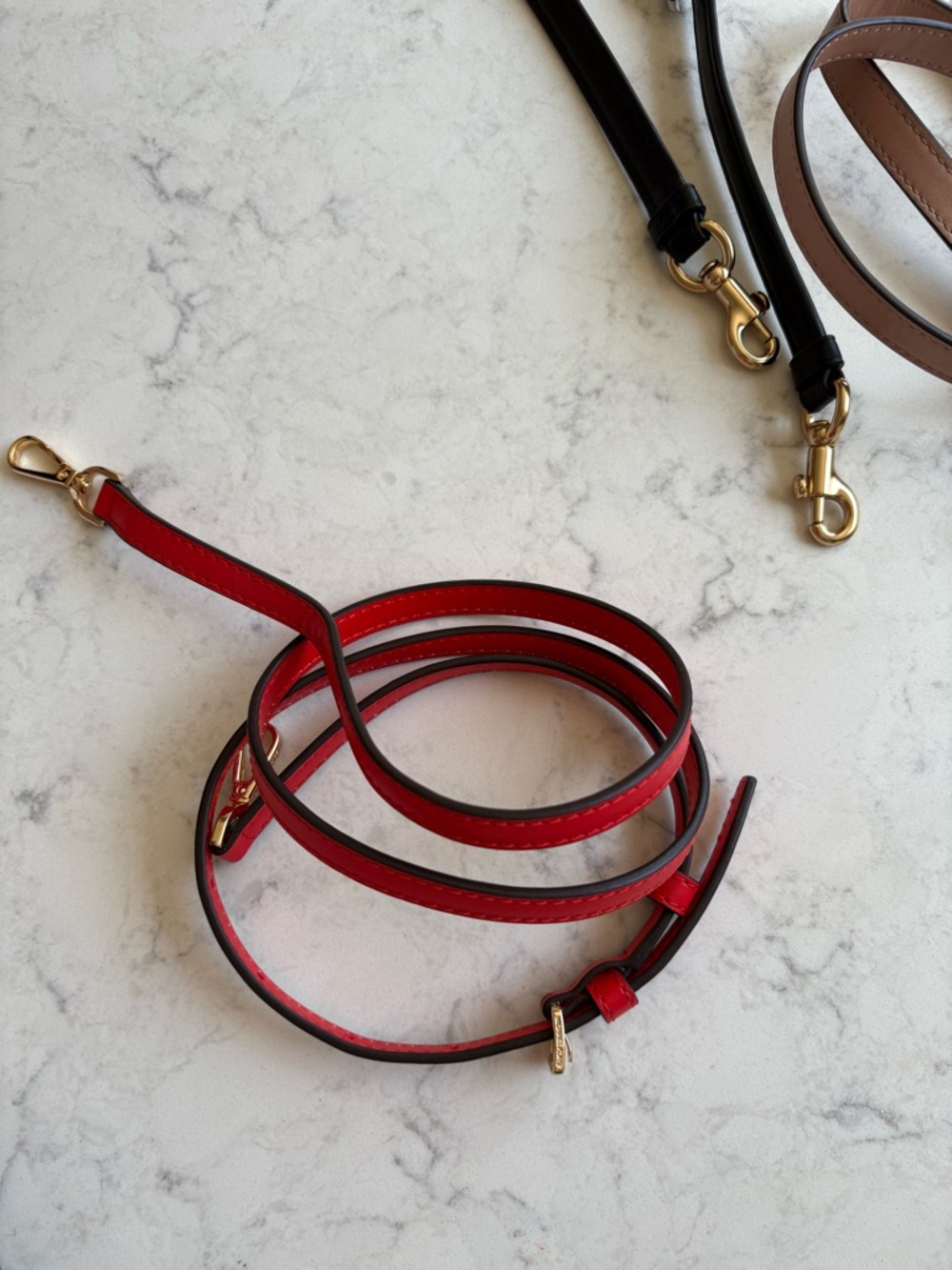Michael Kors Red Leather Crossbody Strap with Gold Hardware